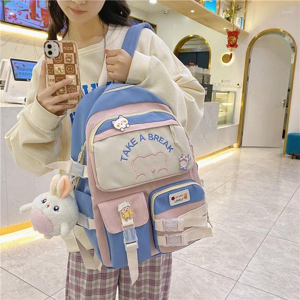 Mochila Mochila escolar japonesa Mujer Estudiantes universitarios coreanos Ins Contraste para niñas Mochilas de gran capacidad para mujeres