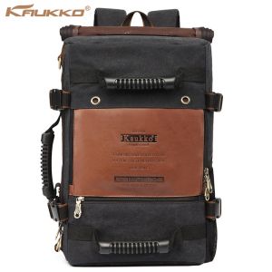 Rugzak KAUKKO 3 in 1 Canvas Rugzak Schoudertas Handtas Rits Antikras Sport Reistas Laptop Rugzak Grote Knapzak Rugzak