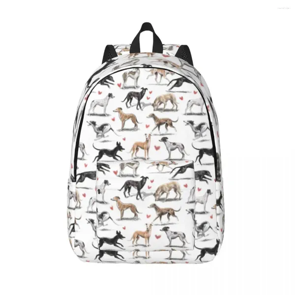 Mochila Kawaii Greyhounds Pattern Laptop Women Men Magbag casual para la universidad Estudiante de la universidad Lurcher Whippet Sighthound Dog Bags