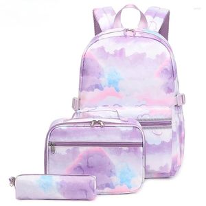 Sac à dos Kawaii ordinateur portable 3pcs ensemble pour adolescent collège étudiant mode femme décontracté voyage sacs à bandoulière mignon coloré cartable