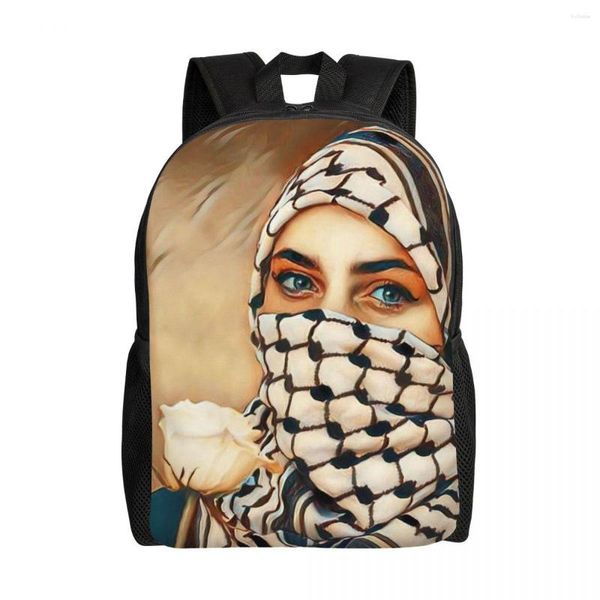 Sac à dos Keffiyeh Palastinian Girl Ordinateur portable Hommes Femmes Basic Bookbag pour l'école College Student Palestine Hatta Kufiya Sacs