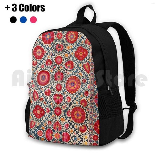 Sac à dos Kermina Suzani ouzbékistan broderie impression randonnée en plein air équitation escalade sac de sport tapis Vintage tapis