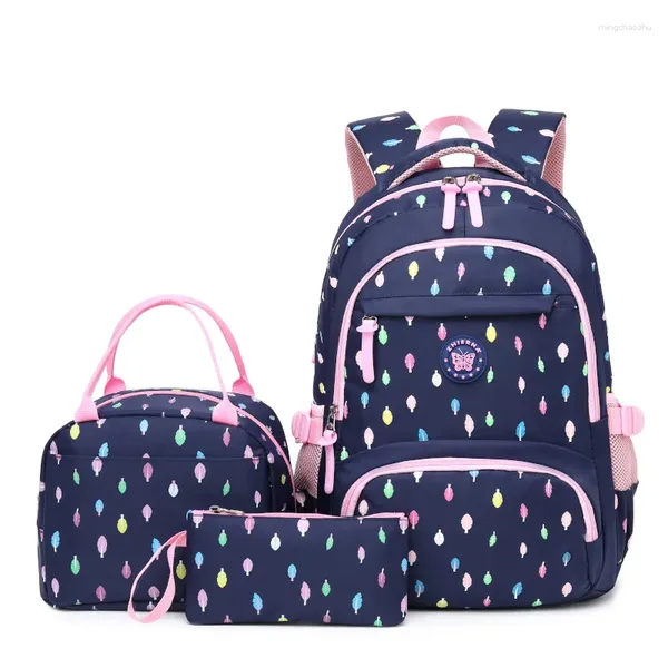 Mochila Mochilas escolares para niños Mochilas escolares impermeables de nailon Bolsa de almuerzo Conjunto de fundas para lápices Mochilas de viaje para primaria