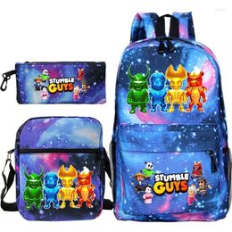 Sac à dos pour enfants trébuchent les sacs d'école de filles garçons Cosplay Cartoon Knapsack Sac à dos décontracté Bookbag Bookbag 3pcs Cadeau