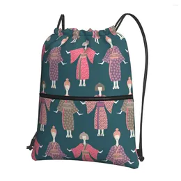 Sac à dos KIMONO pour femmes, sacs à dos portables traditionnels, sac à cordon, sacs de rangement de poche décontractés pour étudiants