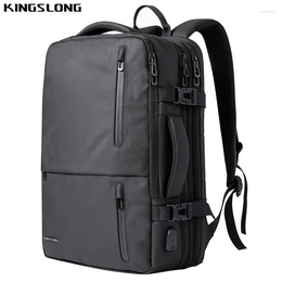 Mochila Kingslong Design Men Business Laptop Gran capacidad 40L Mochilas de cuaderno impermeable Simple Black Travel Bag