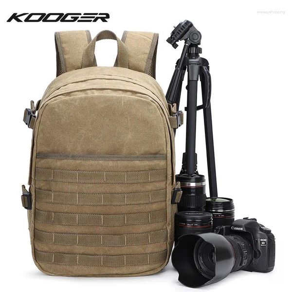 Sac à dos kooger cire toivas tactique caméra de caméra de caméra de caméra piche dslr slr bagpack avec porte-trépied ordinateur portable compartiment