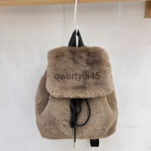 Sac à dos coréen décontracté Plus sac à dos pour femmes de luxe concepteur et sac à main 2023 nouveau en imitation Rex fourrure de lapin imprimé léopard Soulderqwertyui45