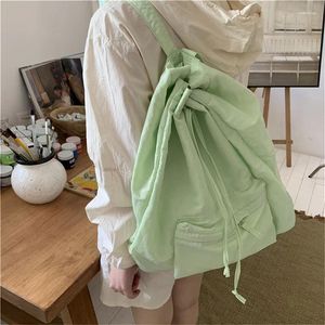Backpack Koreaanse mode vrouwen lichtgewicht nylon stof trekkoord voor causale designer reizen vrouwelijke kleine tas