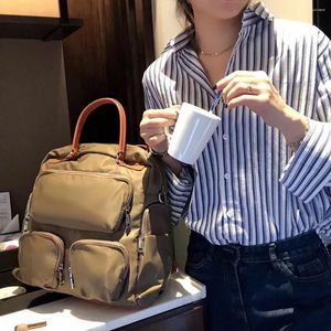 Sac à dos Style coréen haut de gamme en tissu de Nylon multi-poches tout-assorti mode voyage épaules décontracté Dualuse sac à bandoulière
