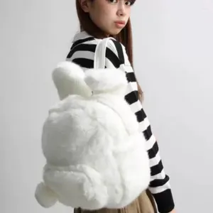 Backpack Koreaanse stijl Kawaii Fluffy Women Cute Harajuku White Y2K Accessories Pink 90s Indie Esthetic Fashion Bags