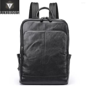 Backpack Laptop 14 inch notebook Back Pack Men Lederen computerzak Anti Theft Executive Rucksack School Business Travel