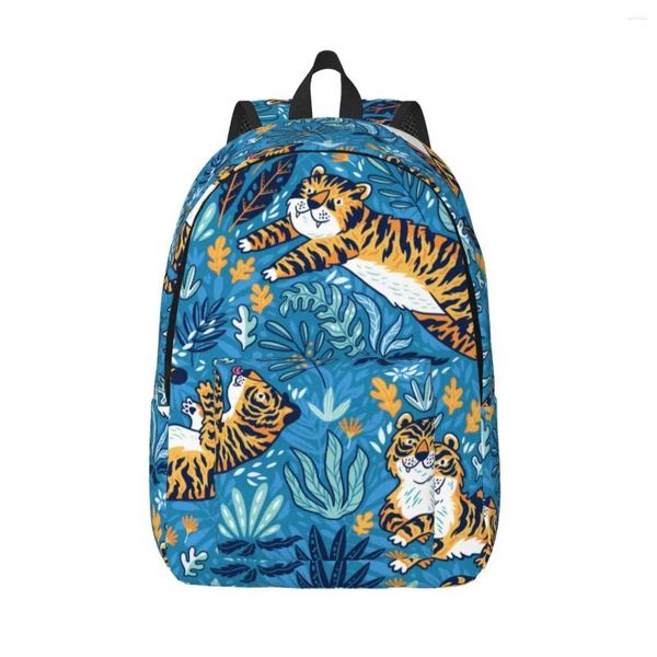 Sac à dos pour ordinateur portable, sac d'école à motif bleu tigre Unique, Durable pour étudiant, garçon et fille, voyage