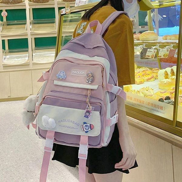 Sac à dos grande capacité mignonne femme multi-poche nylon ins junior lycéen sac sac feme fille livre d'ordinateur portable