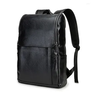 Sac à dos de grande capacité en cuir masculin masculin massif soft pU racksack sacs bacs à dos de sacs à dos classiques d'ordinateur portable noir 2024