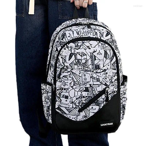 Mochila de mochila a gran capacidad para hombres laptop mochilas mochilas negras sólidas de secundaria
