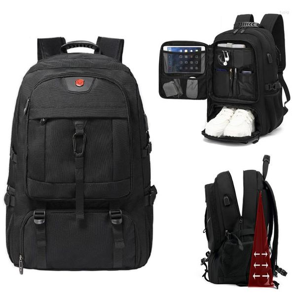 Mochila de gran capacidad para exteriores con puerto USB para hombre, bolsas unisex para deportes, senderismo, Camping, bolsa de negocios disponible