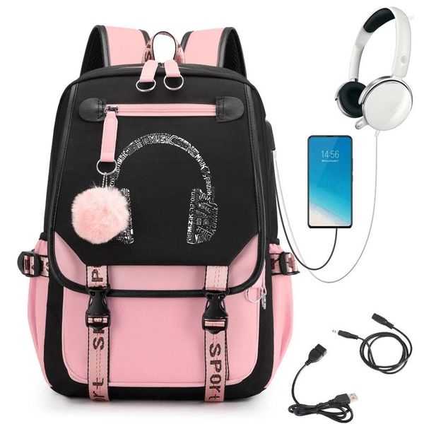 Mochila para mujeres grandes mochilas auriculares impresión para mujeres mochilas de viajes mochilas para chicas adolescentes mochila back paquete