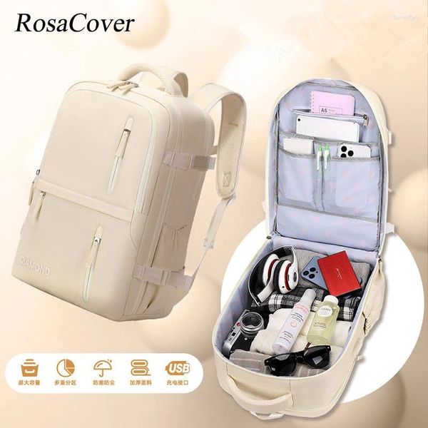 Mochila para mujeres grandes para la computadora portátil de viajes USB avión USB Bolso de hombro para niñas Estudiantes de nylon Bolso de bolsas de bolsas escolares bolsas mochilas