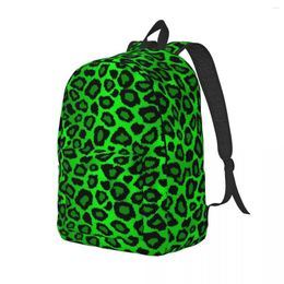 Sac à dos léopard animal garçon fille lime verte et noire légère sac à dos en polyester sacs scolaires de mode randonnée.