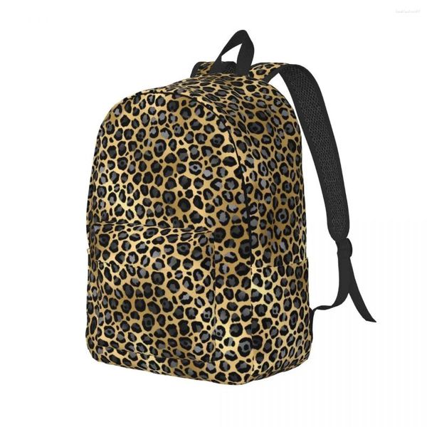 Mochila mochilas de leopardo impreso mochilas de senderismo negro y dorado mochilas de patrón personalizado de alumno mochila genial