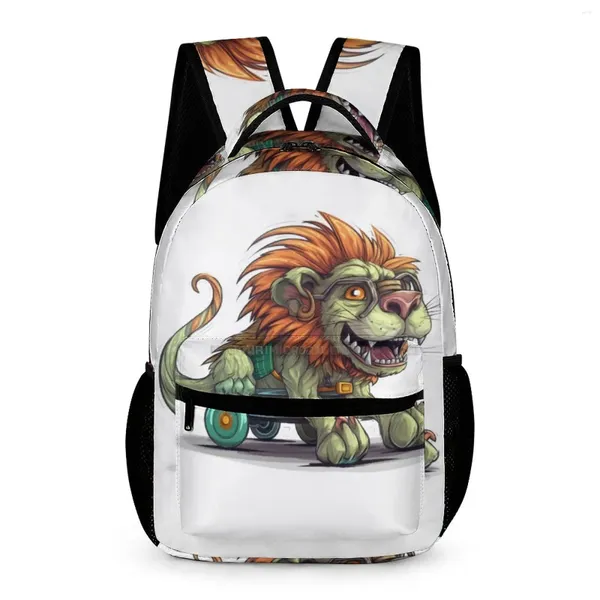 Mochila Lion Cartoon Drawing Style Girl Polyester entrenamiento mochilas