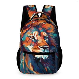 Sac à dos lion illustration colorée abstraction streetwear sac à dos étudiant collège grand sac à école sac de haute qualité.