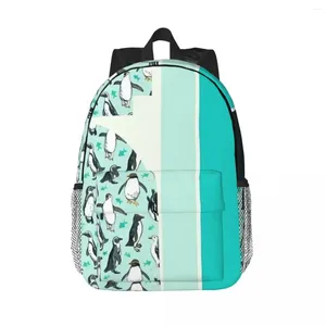 Sac à dos beaucoup de petits pingouins sur la menthe sac à dos garçons bookbag bobs sacs scolaires de la mode