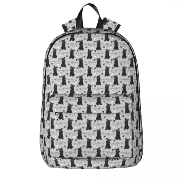 Mochila Love Black Miniatura Schnauzer Boys Girls Bookbag Niños Bolsa de escuela Dibujos animados Kid Rucksack Laptop Hombro