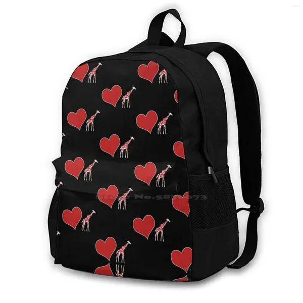 Mochila amor giraffe heart africa adolescente universitaria para laptop bolsas de viaje de la computadora portátil jirafas animales favoritos