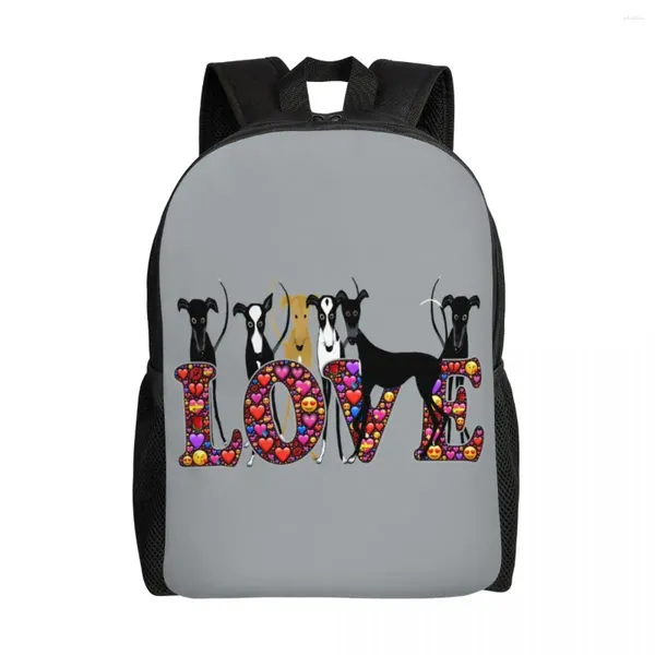 Sac à dos Love Hounds Travel Women Men School Book Bookbag Bookbag Greyhound Whippet Sighthound Dog College Daypack Sacs