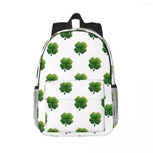Sac à dos chanceux trèfle à quatre feuilles vert Shamrock sacs à dos adolescent Bookbag dessin animé enfants sacs d'école ordinateur portable sac à dos sac à bandoulière