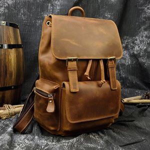 Rugzak Luufan Design mannelijk casual mode lederen reisschool universiteit college boek laptop tas daypack voor heren1