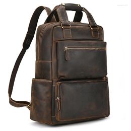 Backpack luxe merkontwerper leerleren grote capaciteit reistas van mannen mannelijke vintage mode voor 15,6 computerdruppelschip