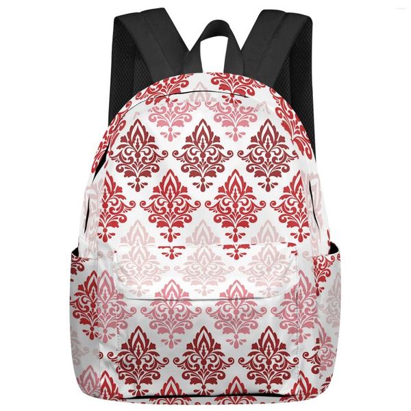 Mochila de lujo con patrón degradado rojo para mujer y hombre, Mochilas impermeables para viaje, escuela para estudiantes, niños y niñas, bolsas para ordenador portátil