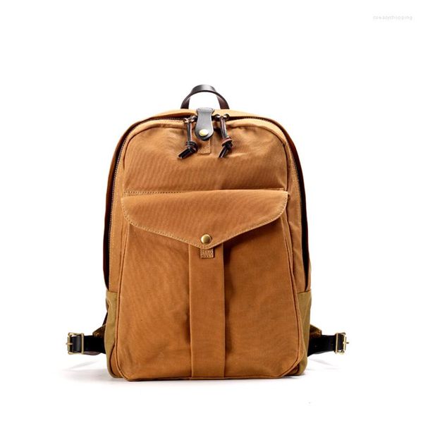 Sac à dos M493 Super Qualité ! Sac de voyage pour ordinateur unisexe en toile de cire lourde imperméable American Vintage 15 oz Sacs à dos de camping