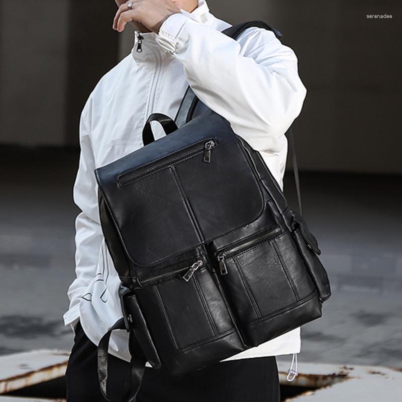 Backpack Man Multifunktionale Männer Reißverschluss Designer -Tasche MWN Vintage PU Leder Rucksäcke Retro Fashion Schoolbag