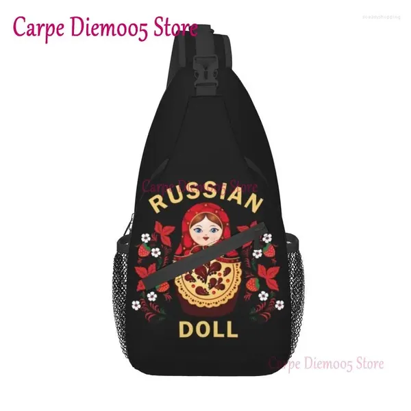 Sac à dos matryoshka poupée russe coffre poitrine crossbody sac hommes hommes fleurs de mode motif d'épaule pour le vélo de camping