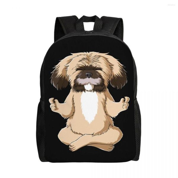 Mochila de meditación Yoga Shih Tzu Dog para hombres y mujeres impermeable College School Pet Puppy Bag Print Bookbag