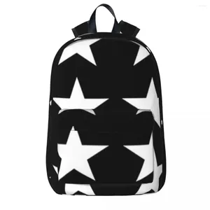 Mochila mochila blanca y estrellas negras para niños casuales bolsas para laptop mochilas de mochila