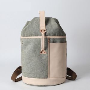 Sac à dos hommes toile grande capacité voyage femmes poivre sel italie sac en cuir tanné végétal