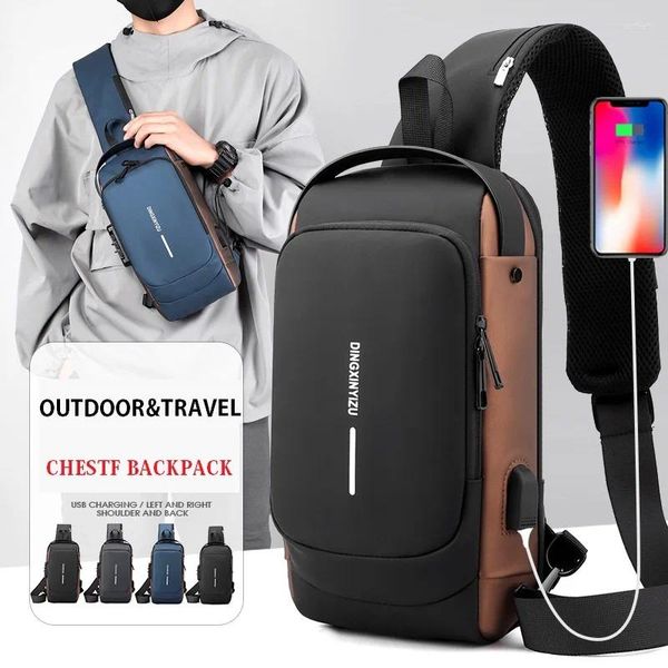 Mochila hombres pecho antirrobo Mochila Masculino carga USB Zaino Uomo Mochilas Coreanas pequeños Morrales Para Hombre