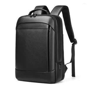 Sac à dos hommes vache à vache véritable cuir USB charge bagpack sacs scolaires mâles de 15,6 pouces sac à dos