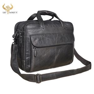 Sac à dos hommes en cuir véritable rétro gris mallette d'affaires sac de messager conception masculine voyage ordinateur portable document fourre-tout portefeuille sac 7146