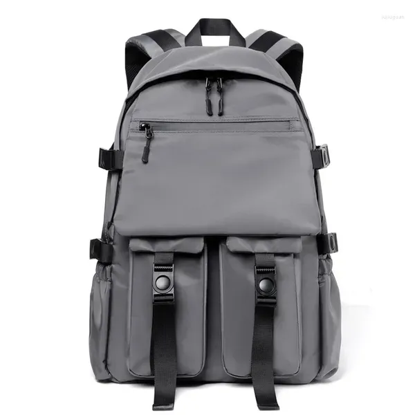 Sac à dos gris Oxford pour hommes, sacs d'école pour étudiants, pour adolescents, loisirs, voyage, plusieurs poches