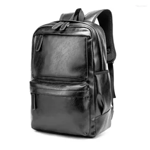 Backpack Men ordinateur portable sac à dos en cuir sac à école en cuir sac de voyage imperméable Sac de voyage décontracté unisexe book bourse sac de dossier
