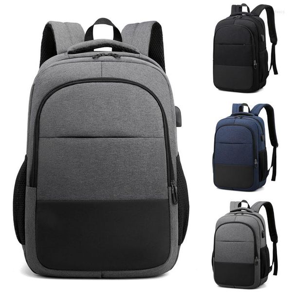 Sac à dos hommes léger/pliant étanche pour ordinateur portable avec chargement USB 15.6 pouces sacs d'école pour garçons Polyester noir/bleu/gris