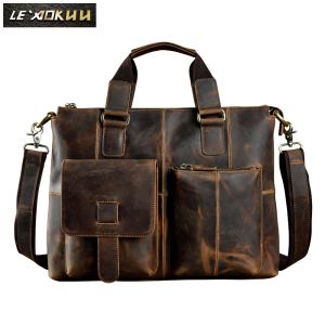 Sac à dos hommes Original en cuir Design Antique rétro voyage mallette d'affaires 15 