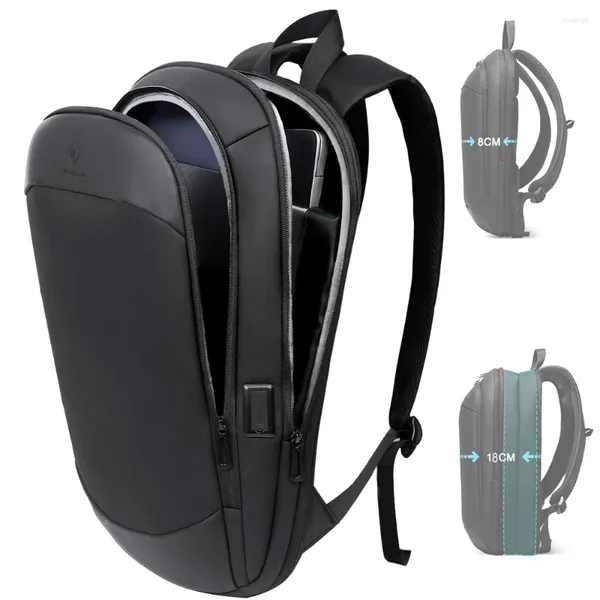 Mochila para hombre, portátil de negocios expandible impermeable de 17,3 pulgadas con carga USB, viaje de moda
