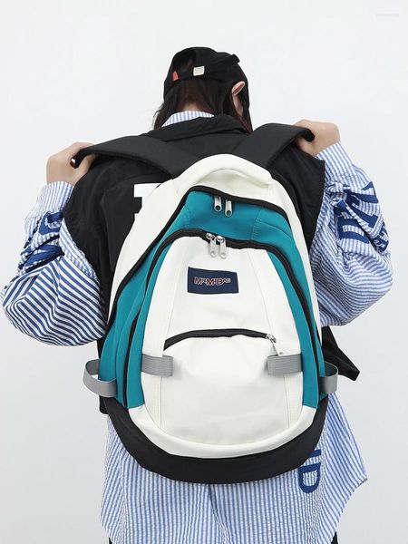 Mochila para hombres 2023 Color americano Contraste Marca de moda Bolsa de viaje Estudiante universitario Gran capacidad